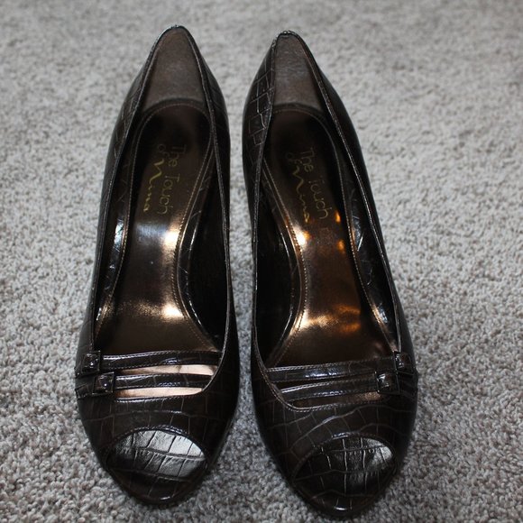 Touch of Nina Croc Print Peep Toe Florrie Heels - Picture 2 of 5